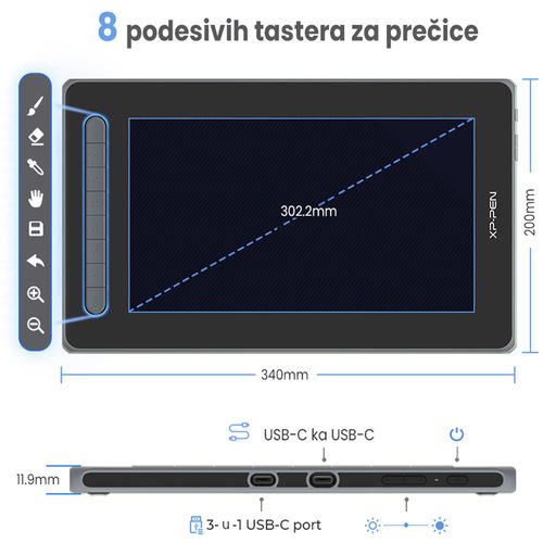 XP-Pen Artist 12 (2. generacije) Crna slika 3