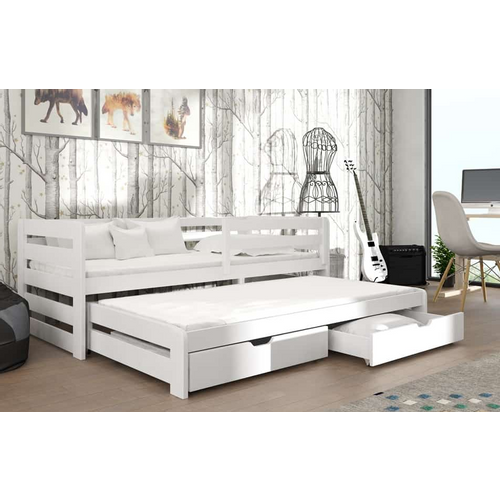 Drveni dečiji krevet Senso sa dodatnim krevetom i fiokom - beli - 190*90 cm slika 1