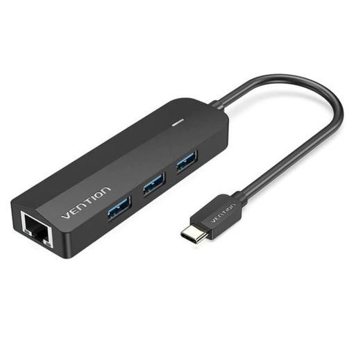 Vention USB-C to USB 3.0*3 RJ45 Micro-B HUB 0,15m, Black slika 1