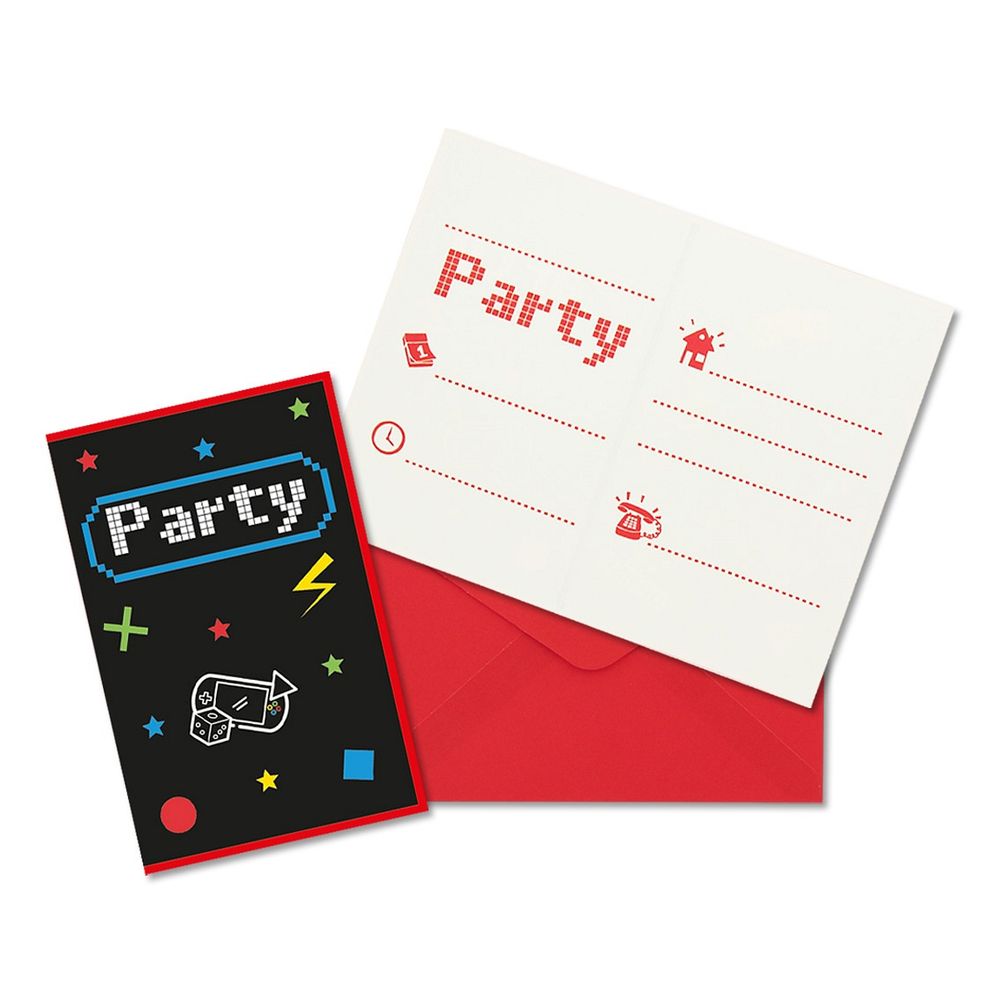 93778 Pozivnice za proslave Gaming Party 14x18 cm, 6 komada slika 2