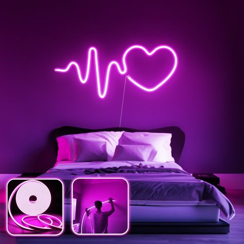 Opviq dekorativna zidna led svjetiljka, Heart - Medium - Pink slika 2