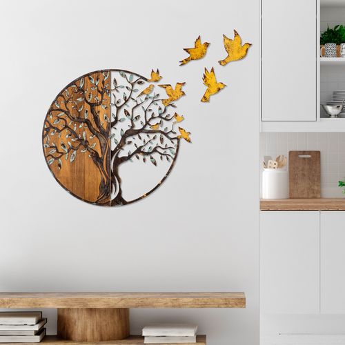 Tree And Birds - 322-A Multicolor Decorative Wooden Wall Accessory slika 2