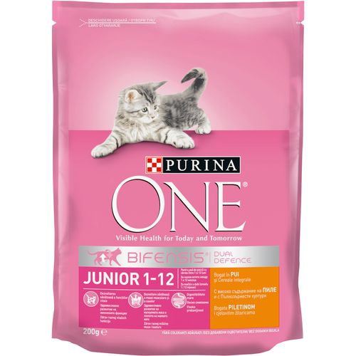 PURINA ONE Junior, potpuna suha hrana za mačke, za mačiće, bogata piletinom i žitaricama, 200g slika 1