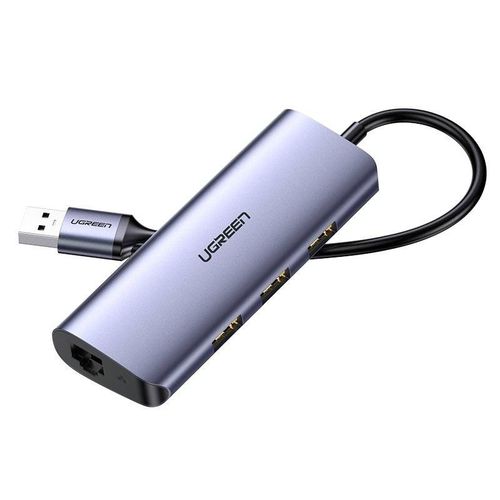 USB HUB UGREEN, USB-C na 3xUSB 3.0 A i 1xRJ45, sivi slika 1