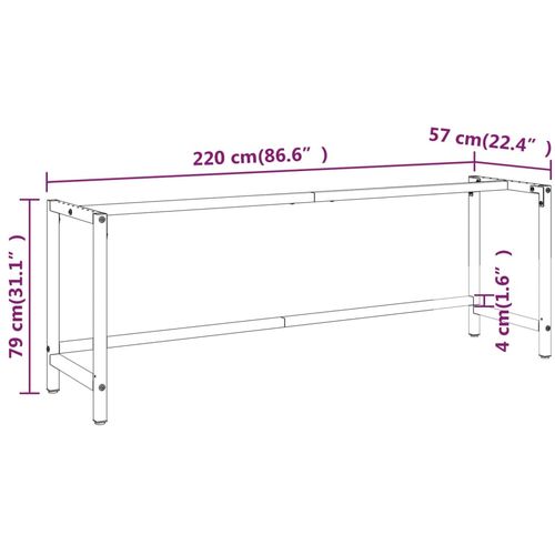 Okvir za radni stol mat crni i mat crveni 220x57x79 cm metalni slika 9