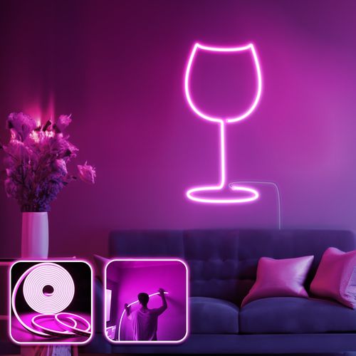 Opviq dekorativna zidna led svjetiljka, Wine Glass - Medium - Pink slika 2