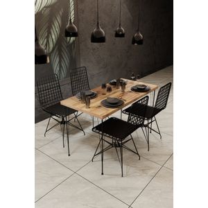 Set stola i stolica Hanah Home Nmsymk001, Hrast/Black, 5 delova