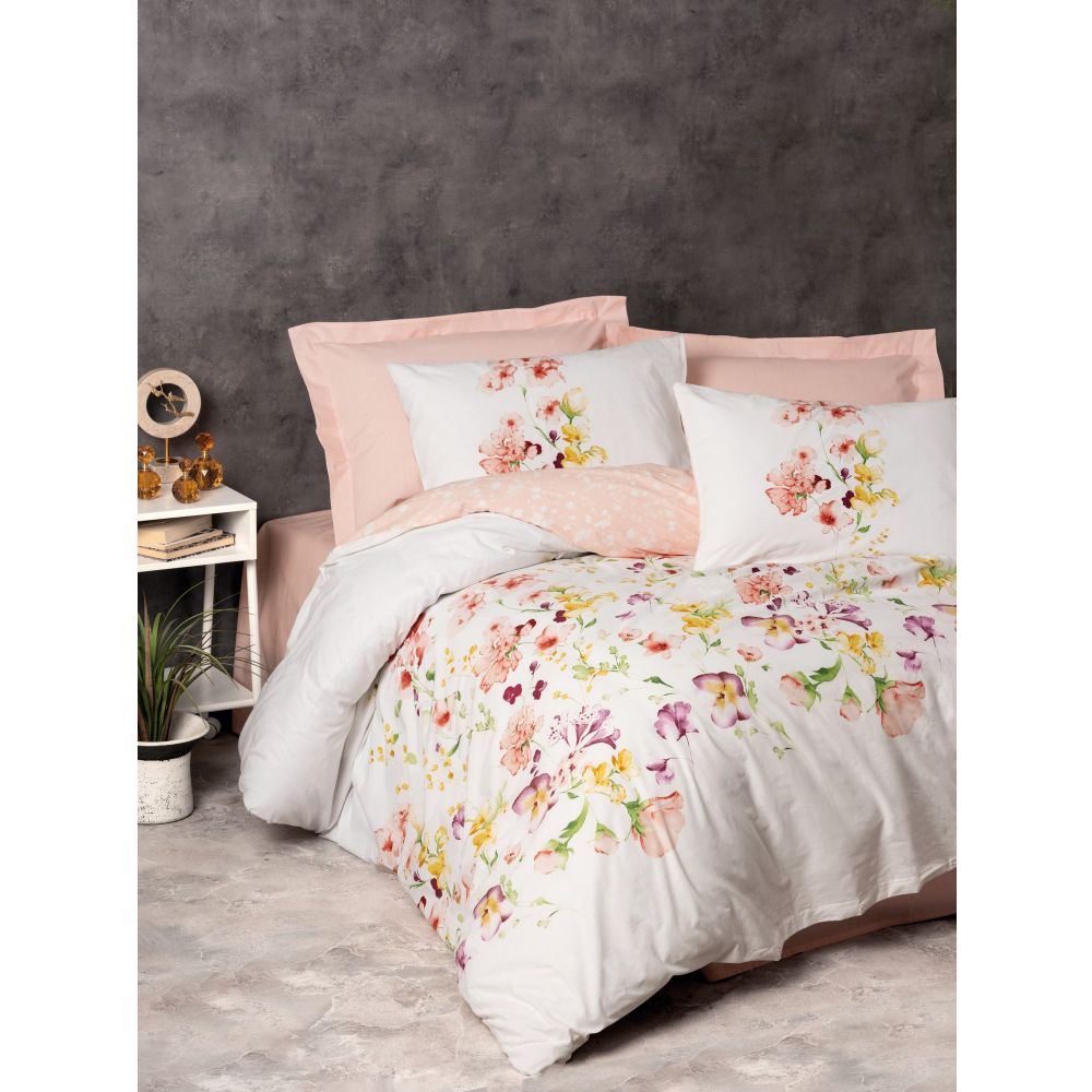 Ranforce Super King Posteljina Set (FR) Emma v2 - Losos i Bijela slika 1