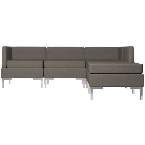 5-dijelni set sofa od tkanine smeđe-sivi slika 18