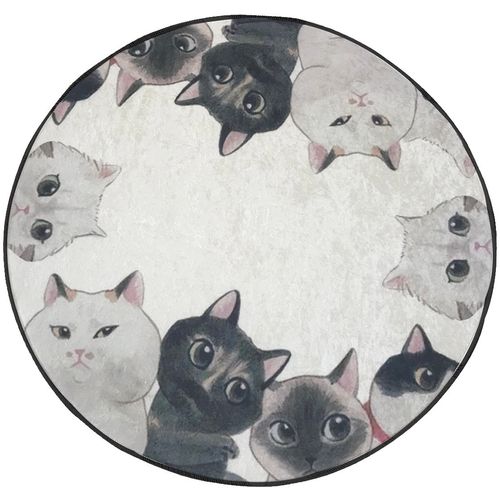 Colourful Cotton Tepih kupaonski, Angry Cats DJT Çap slika 2