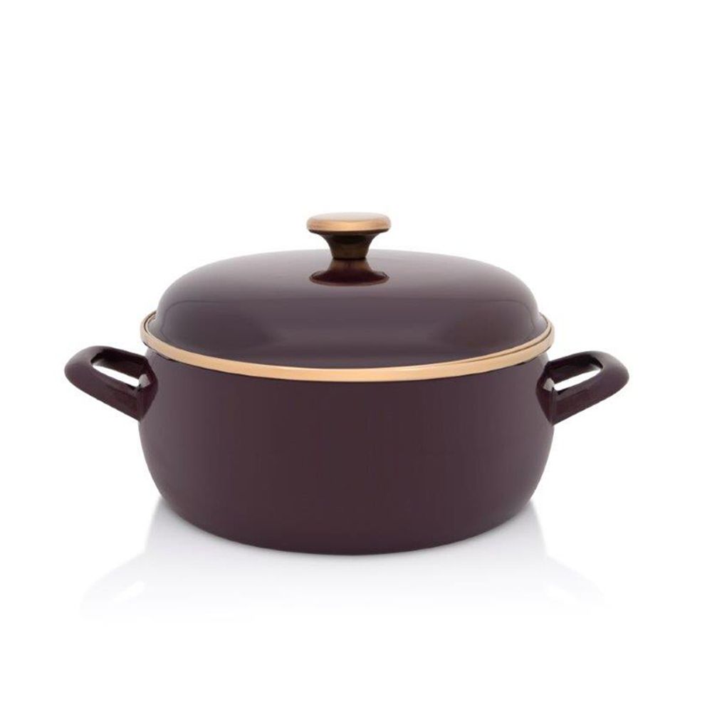 Metalac šerpa plitka Bordo amor sa poklopcem 24 cm / 5 l slika 1