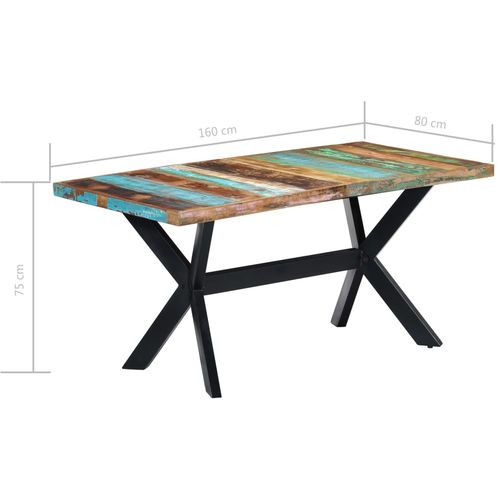 Blagovaonski stol od masivnog obnovljenog drva 160 x 80 x 75 cm slika 7