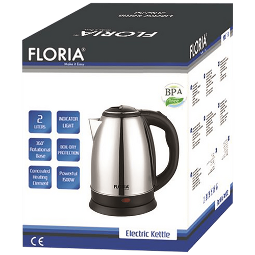 Floria ZLN2768 kuhalo za vodu, zapremina 1.8 l, 1500 W, INOX  slika 2