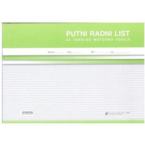 VI-26 PUTNI RADNI LIST ZA TERETNO MOTORNO VOZILO; Blok 2 x 50 listova, 29,7 x 21 cm slika 2