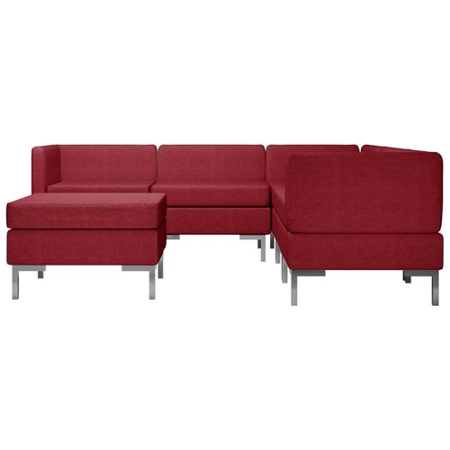 6-dijelni set sofa od tkanine crvena boja vina slika 3