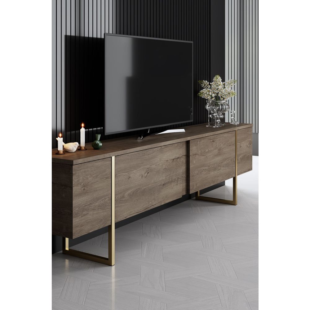 Luxe - Set Namještaja za Dnevni Boravak u Orah i Zlatnoj Boji slika 8