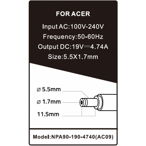 NPA90-190-4740 (AC09) ** Gembird punjac za laptop 90W-19V-4.74A, 5.5x1.7mm yellow (909) slika 2