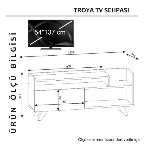 Woody Fashion Stalak za televizor, Bijela boja, Troya - White slika 5