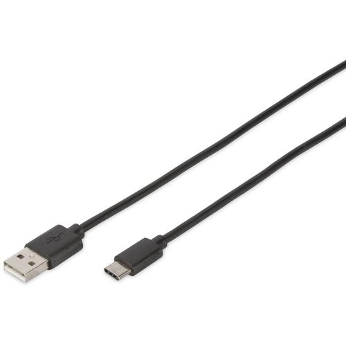 Digitus USB kabel USB 2.0 USB-C® utikač, USB-A utikač 1.80 m crna okrugli, utikač primjenjiv s obje strane, dvostruko zaštićen DB-300136-018-S slika 3
