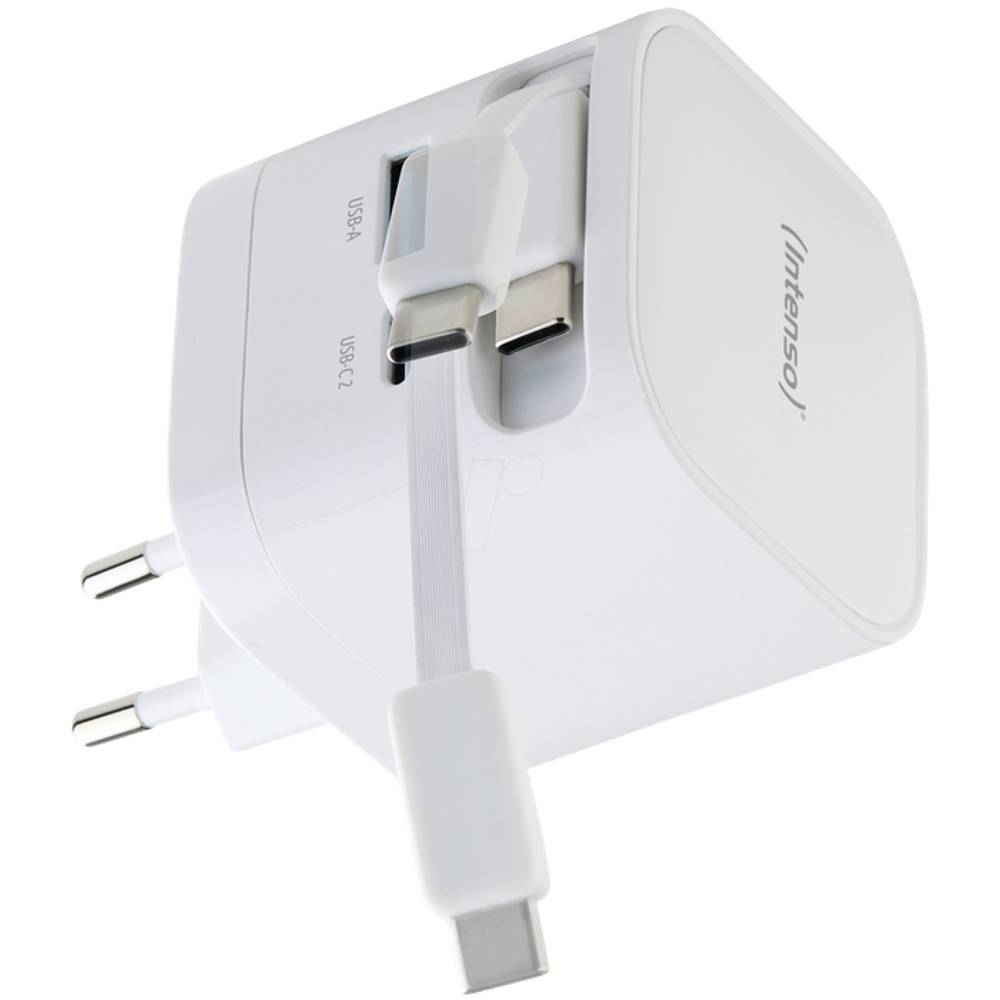 Intenso 65W GaN napajalnik z vgrajenim kablom USB-C, bel slika 6