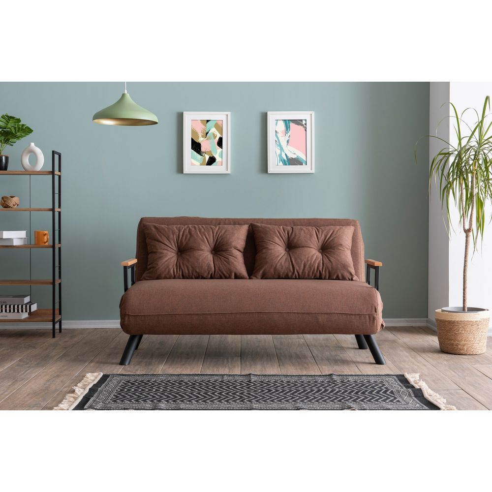 Sando 2-Seater - Svijetlo smeđi dvosjed koji se pretvara u krevet slika 1