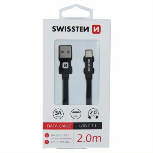 Swissten kabl USB/Type C 2,0m crna slika 2