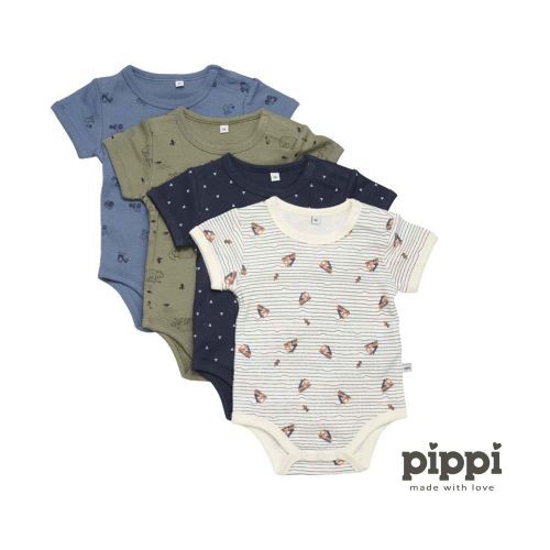 Pippi - Bodi kratki rukav s printom (4 kom), Deep Lichen Green, vel. 62 slika 2