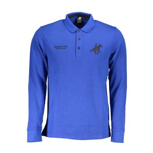 US GRAND POLO MEN'S LONG SLEEVED POLO SHIRT BLUE