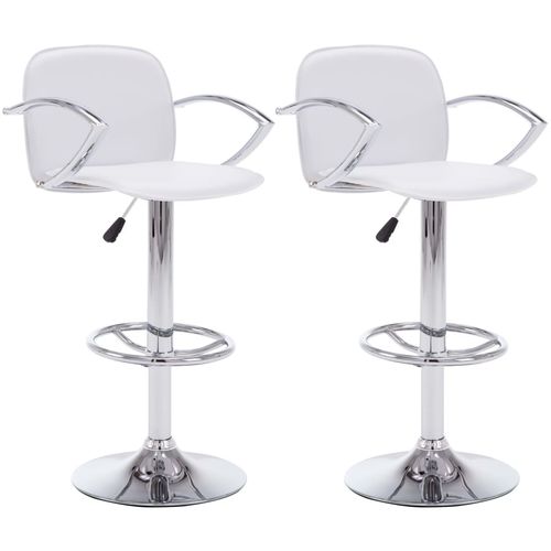 Barske stolice s naslonima za ruke od umjetne kože 2 kom bijele slika 1