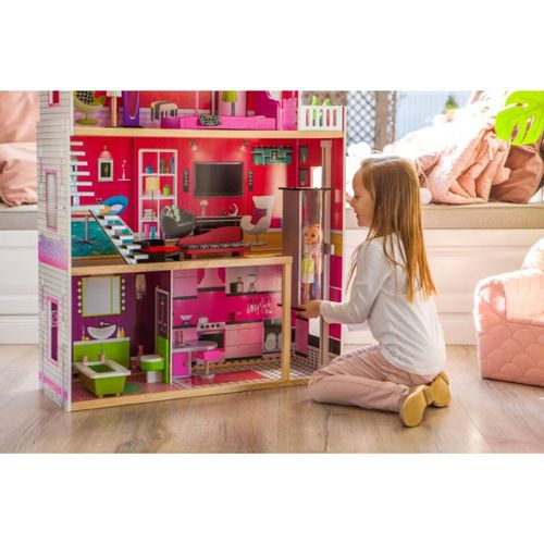 Eco Toys Drvena Kućica Za Lutke Sa Liftom - Malibu Residence slika 7