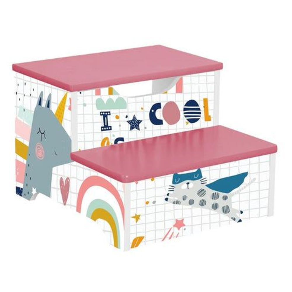 Kinder Home Drvena multifunkcionalna Stepenik stolčica Super Girl slika 1