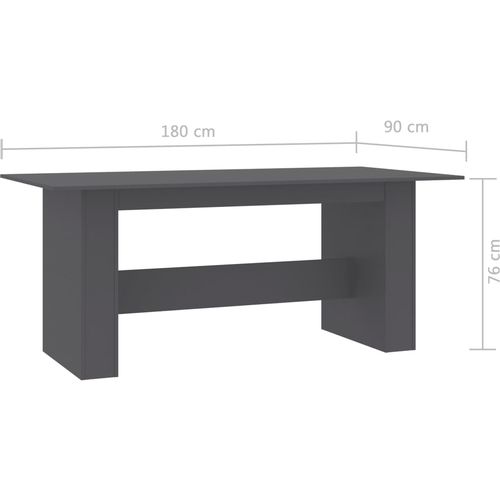 Blagovaonski stol visoki sjaj sivi 180 x 90 x 76 cm iverica slika 12