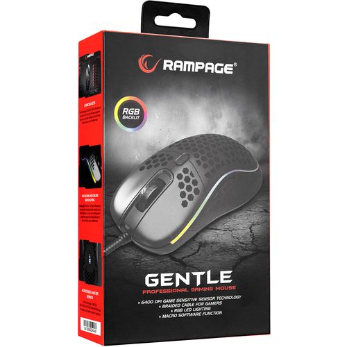 Rampage SMX-R85 GENTLE 6400dpi RGB Illumination/Led Super Light Macro Programable  Gaming Mouse slika 2