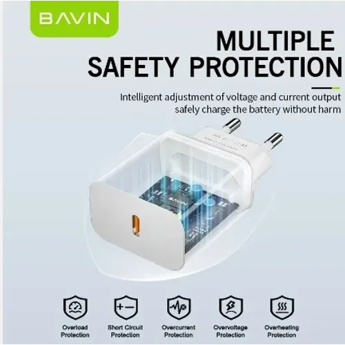 Bavin punjač 20W USB-C + kabl type-C bela slika 3