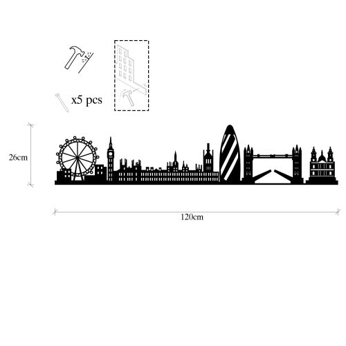 Wallity Metalna zidna dekoracija, London Skyline slika 6