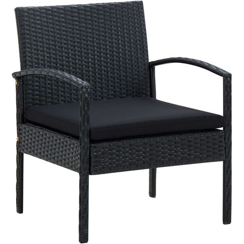 Vrtna stolica od poliratana s jastukom crna slika 1