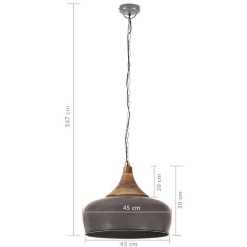 Industrijska viseća svjetiljka siva od željeza i drva 45 cm E27 slika 24