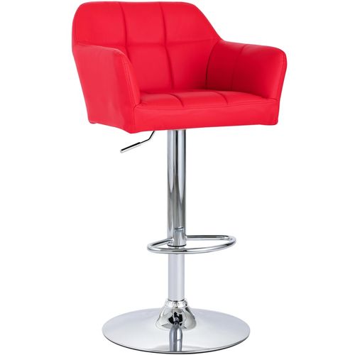 Barska stolica od umjetne kože s naslonom za ruke crvena slika 2