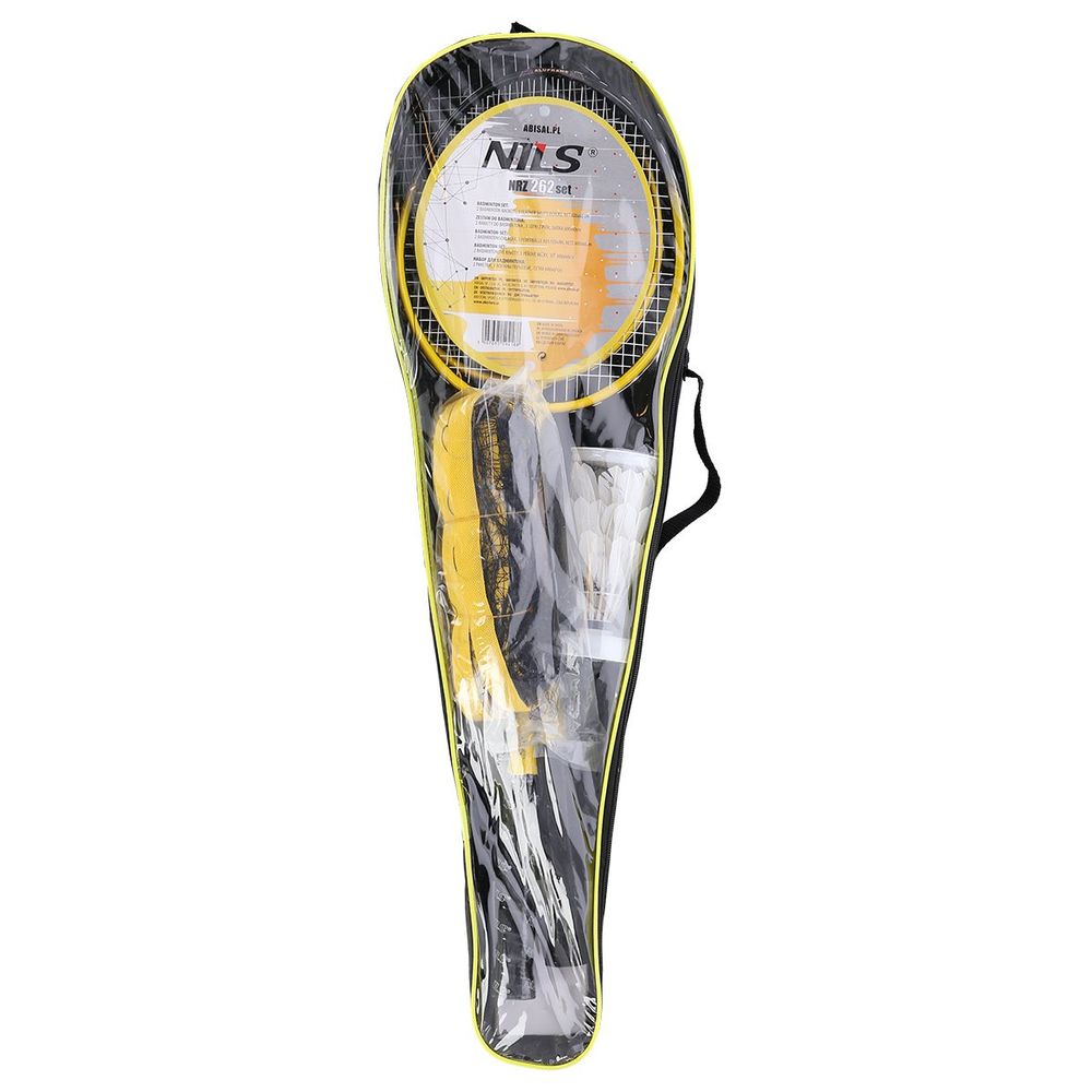 Nrz262 aluminijski / badminton set 2 rakete + 3 perjaste lopte + mreža 600x60cm + navlaka nils slika 6