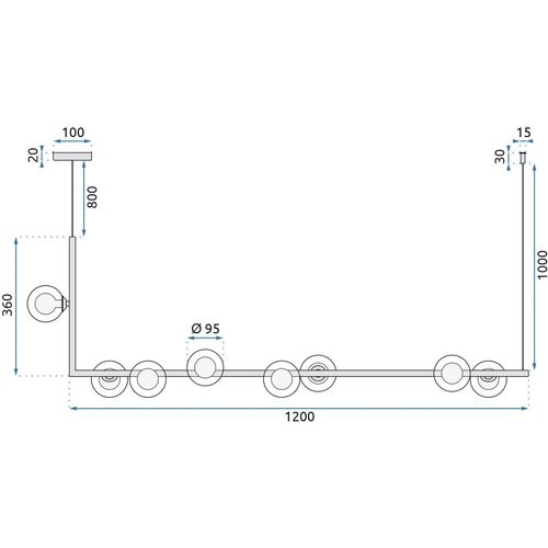 TOOLIGHT Stropna svjetiljka Metal Industrial staklo Crno APP754-8CP slika 14