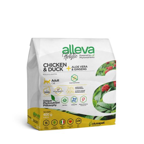 Alleva Holistic Adult Cat Chicken &amp; Duck + Aloe Vera &amp; Ginseng 400 g slika 1