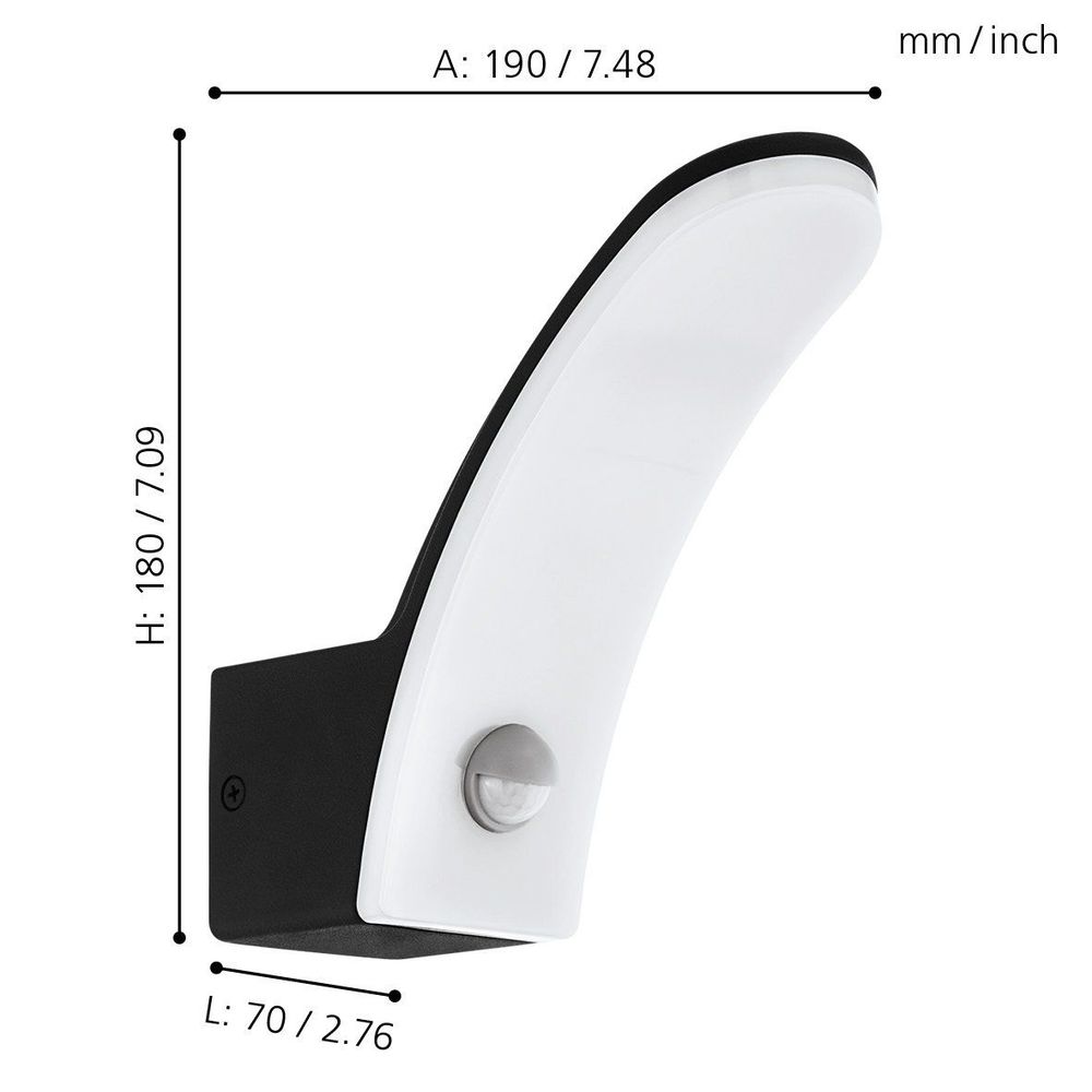 Eglo  fiumicino vanjska/zidna, led, 11w, 1500lm, sa senzorom, crna/bijela  slika 4