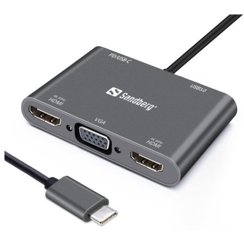 Docking station Snadberg USB-C - 2xHDMI/VGA/USB 3.0/USB C PD 136-35 slika 1