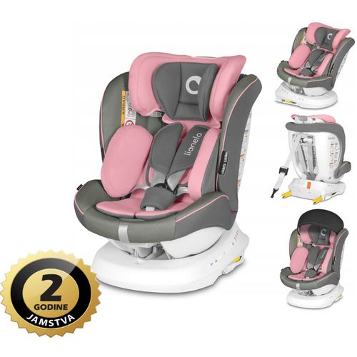 Lionelo autosjedalica Bastiaan, 360st ISOFIX, 0-36Kg, roza slika 1