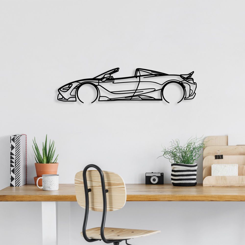 Dekorativni Metalni Zidni Ukras McLaren 720S Silueta u Crnoj Boji slika 2