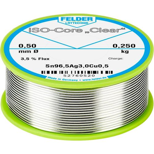 Felder Löttechnik ISO-Core ''Clear'' SAC305 lemna žica svitak  Sn96,5Ag3Cu0,5  0.250 kg 0.5 mm slika 2