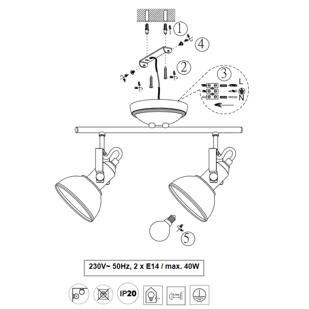 GINA SPOT LAMPA/2 NIKEL MAT slika 3