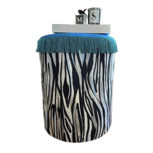 Jungle Scar Pouffe - Black, White BlackWhite Pouffe slika 1