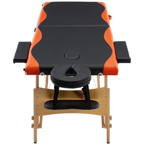 Sklopivi masažni stol s 2 zone drveni crno-narančasti slika 28