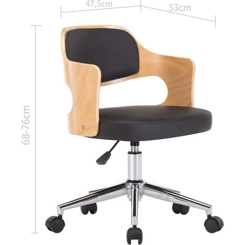 Okretna uredska stolica od savijenog drva i umjetne kože crna slika 43